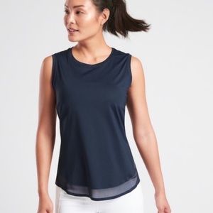 Athleta Cadence Mesh Lined Tank Navy Size Small